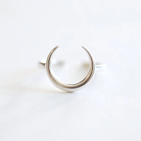 Anello Aperto Mezzaluna Argento Sterling 925 Minimalista Regolabile Gioielli Regalo Per Donne Stile Ins Accessorio Dito