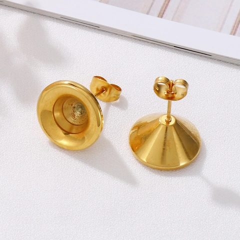 Bases Pendientes Acero Inoxidable Joyería DIY Cuerno Espiral Copa Plana Redonda Dorado Galvanizado Minimalista