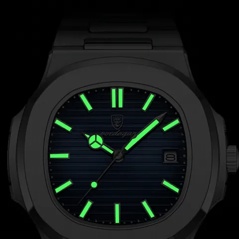Men Quartz Watch Stainless Steel Waterproof Date Luminous Business Luxury Octagonal Male Wristwatch Elegant