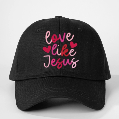 Love Like Jesus Baseballkappe Polyester Baumwolle Verstellbar Sonnenschutz Religiöse Herz Print Freizeit Hut