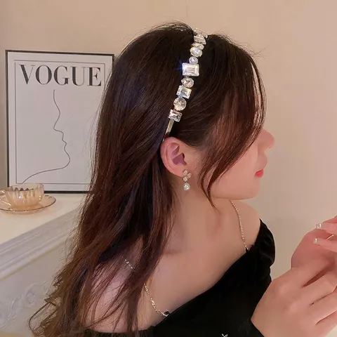 Sparkling Rhinestone Headband Crystal Hair Band Alloy Elegant Headwear For Women Wedding Party Luxury Accessory