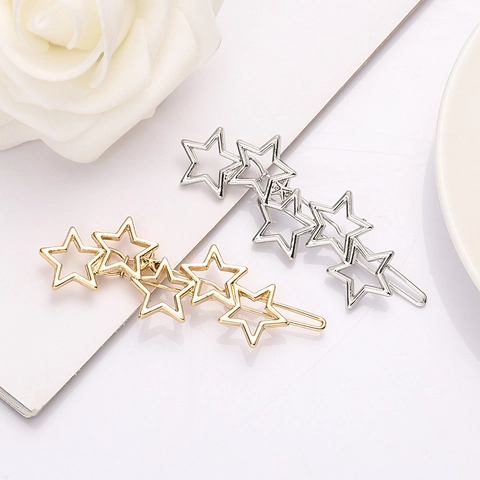 Haarspeld Van Legering Met Holle Sterren Chique Metalen Haarclip Modieuze Hoofdtooi Voor Dames