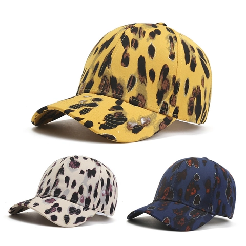 Leopard Print Baseball Cap Polyester Glitter Trim Sun Protection Adjustable Fashion Streetwear For Women Men