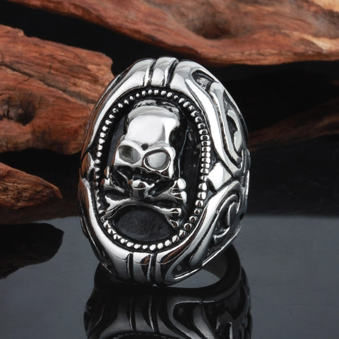 Anillo De Acero Inoxidable Con Calavera Vintage Para Hombre Joyería Gótica Punk Hip Hop Rock Biker Color Plata Retro