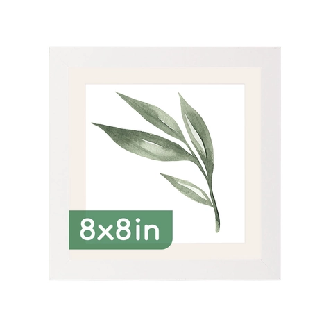 Modern Minimalist Square Photo Frame MDF Wood Grain For Tabletop And Wall Hanging With Botanical Green Leaf Art Print
