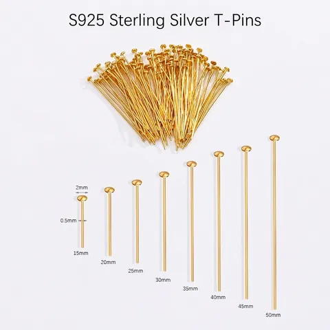S925 Sterling Silver T-Head Pins Flat Round Head Headpins For DIY Jewelry Making Findings Anti Allergy Handcrafted Supplies