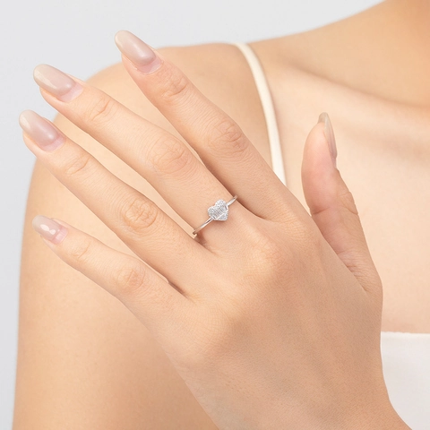 S925 Sterlingsilber Herz Ring Für Damen Funkelnde Zirkonia Eingelegte Verstellbare Fingerring Zierliche Elegante Schmuck Geschenk