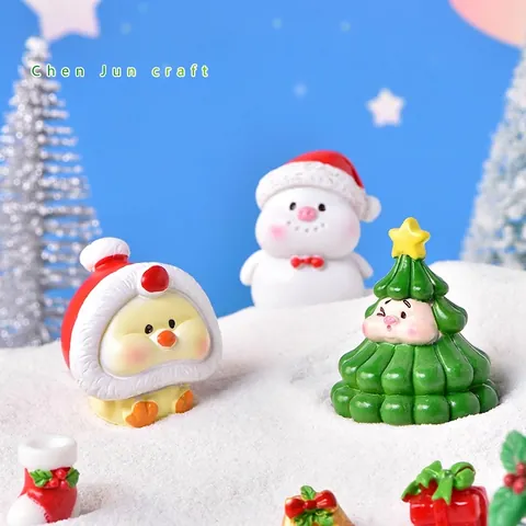 Figurine Di Natale Miniature In Resina Animali Cartoni Animati Pupazzo Di Neve Renna Maiale Anatra Decorazione Scrivania DIY