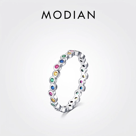 Regenbogen Eternity Ring 925 Sterling Silber Mit Bunten Zirkonia Zierliches Dünnes Band Minimalistischer Stapelbarer Schmuck Für Damen