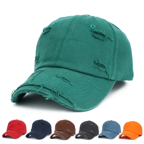 Distressed Washed Cotton Baseball Cap Adjustable Vintage Streetwear Casual Outdoor Sun Hat For Men Women