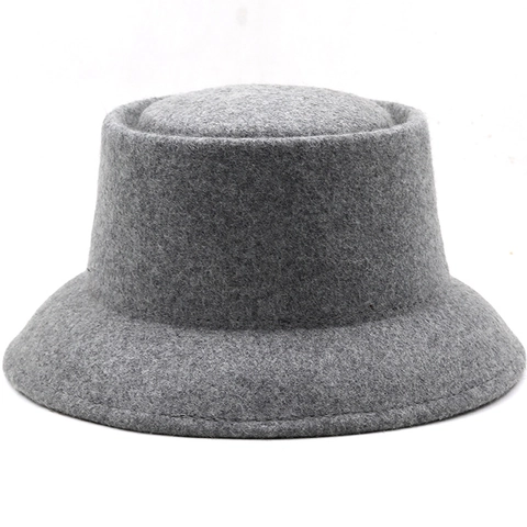 Vintage 100% Wollfilz Glockenhut Fischerhut Für Damen Warm Elegant Flache Krone Breite Krempe Winter Mode Accessoires