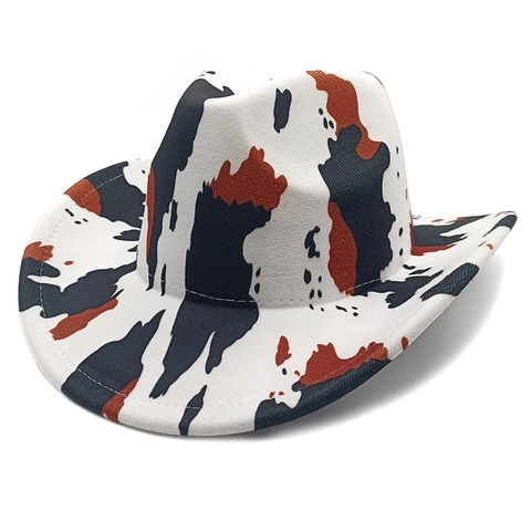Vintage Western Cowboy Hat Polyester Cow Leopard Animal Print Wide Brim Sunshade Party Travel Outdoor Retro For Women Men