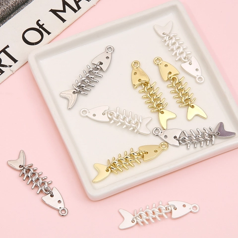 Moveable Fish Bone Charms Alloy Hinged Skeleton Pendants For DIY Jewelry Making Creative Novelty Accessory