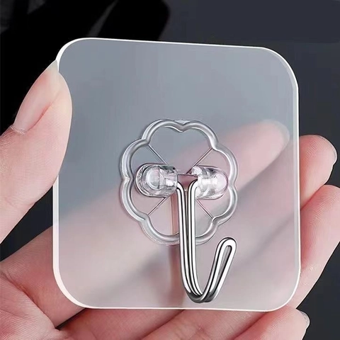 Selbstklebende Wandhaken Stark Transparent Lochfrei Wasserdicht Für Küche Bad Lagerung PVC Edelstahl Haushaltsorganisator