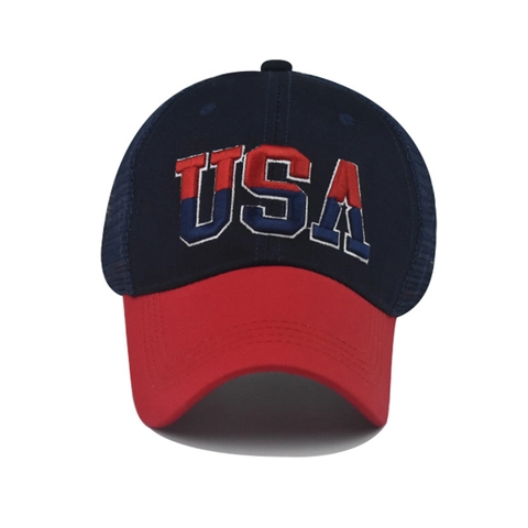USA Bestickte Baseballkappe Baumwolle Atmungsaktiv Mesh 3D Buchstaben Amerikanische Flagge Retro Patriotisch Verstellbarer Hut