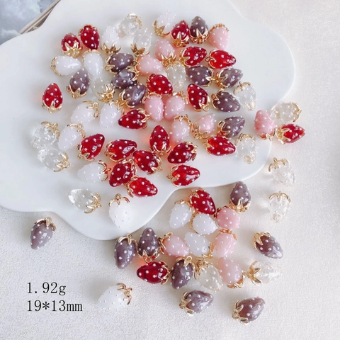 Pendentifs Fraise En Résine Avec Boucle En Alliage Pour La Fabrication De Bijoux DIY Boucles D'oreilles Collier Style Fruit D'été