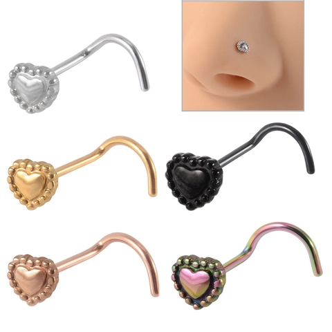 Piercing Naso A Forma Di Cuore Acciaio Inossidabile Bordo Perlato Forma A L Gioielli Da Piercing Punk Accessorio Di Moda Unisex