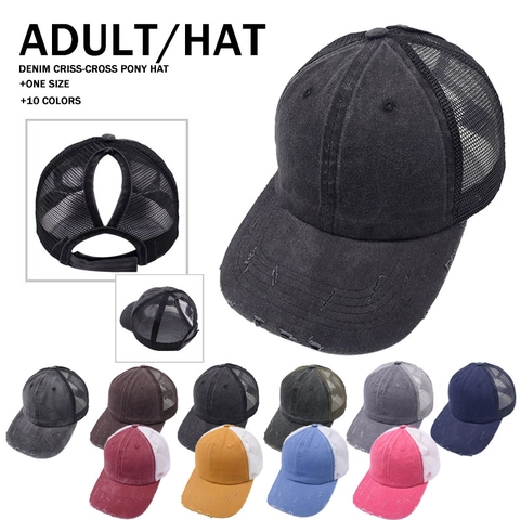 Berretto Da Baseball Coda Di Cavallo Cotone Lavato Distressed Mesh Trucker Hat Regolabile Estate Cappello Da Sole Donne