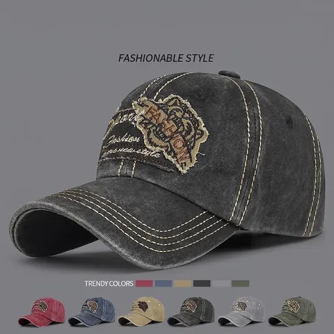 Casquette De Baseball En Coton Lavé Vintage Patch Brodé Distressed Ajustable Chapeau De Soleil Sport