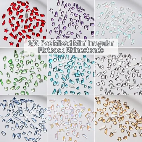 Rhinestones De Arte De Uñas De Forma Mixta Cristal De Vidrio Flatback Decoración De Manicura DIY Aurora Colorida Mini Joyería
