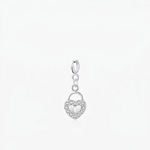 Herzschloss Anhänger 925 Sterling Silber Mikropflaster Zirkonia Charm DIY Schmuck Zubehör Elegant Romantischer Stil Für Frauen
