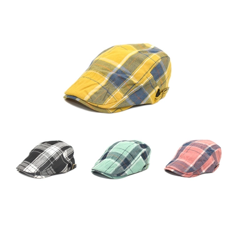 Gorra Plana Retro A Cuadros Hebilla Metálica Ajustable Estilo Newsboy Británico Ligera Transpirable Para Hombres Mujeres