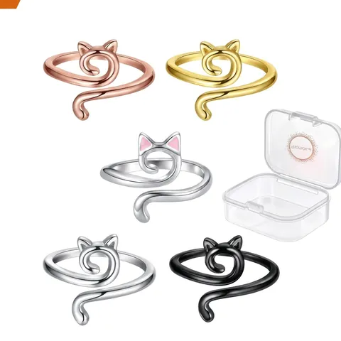 Anelli Aperti Regolabili Lega Di Zinco Animale Gatto Serpente Pavone Stile Punk Vintage Anelli Di Tensione Maglia Gioielli