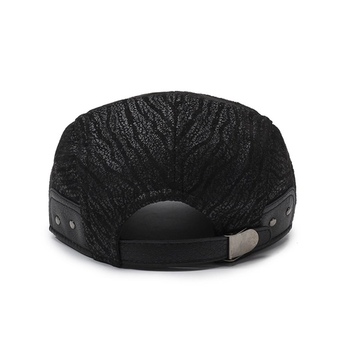 Retro Heren Flat Cap PU Leren Rand Getextureerde Pet Verstelbare Herfst Winter Warme Newsboy Hoed