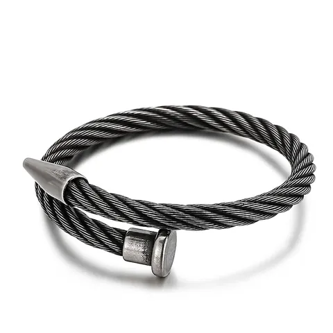 Stainless Steel Nail Twisted Cable Bracelet Industrial Punk Retro Bangle Jewelry Accessory For Men Women