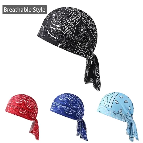 Paisley Pirate Hat Durag Breathable Polyester Mesh Headscarf Adjustable Tie Back For Cycling Outdoor Sports Unisex Fashion