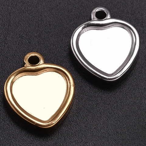 Heart Pendant Stainless Steel DIY Jewelry Making Charm Minimalist Smooth 18K Gold Plated Accessories For Necklace Bracelet
