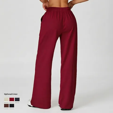 Women High Waisted Wide Leg Sweatpants Cotton French Terry Loose Casual Running Trousers With Side Pockets Solid