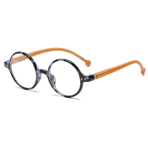 Occhiali Da Lettura Rotondi Vintage Aste In Legno Anti Luce Blu Montura Moda Retro Uomo Donna
