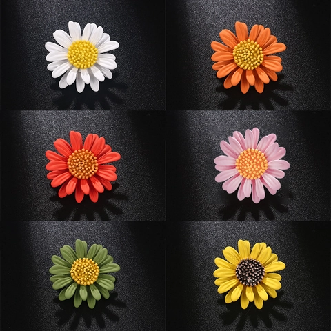 Spilla Fiore Margherita Girasole Lega Smalto Strass Cristallo Gioielli Moda Decorazione Abbigliamento Donna
