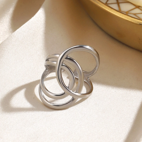 Minimalistischer Kreuzlinien Ring Mehrlagig Geometrisch Edelstahl Vakuum Gold Plated Offen Verstellbar Schmuck Damen