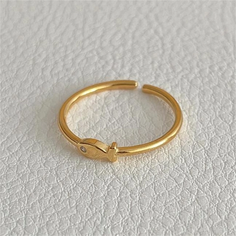 Anello Pesce In Argento Sterling 925 Da Donna Minimalista Regolabile Fascia Aperta Con Occhio In Zirconia Gioielli Moda Coreana