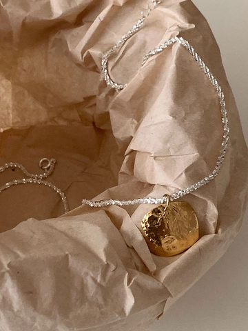 Minimalistische 925 Sterling Zilveren Ketting Onregelmatige Gehamerde Hanger Goud Zilver Tweekleurige Sleutelbeen Ketting