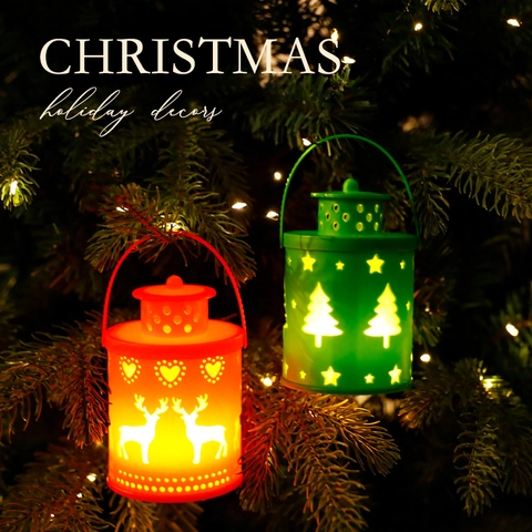 Lanterna LED Natalizia Creativa in Stile Nordico Con Decorazione a Lume di Candela Elettronica a Scomparsa di Renne a Fiocco di Neve
