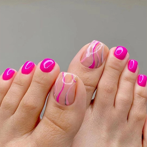 Faux Ongles Pour Pieds Motifs Floraux Cœur Style Français Brillants Ongles Artificiels Pour Décoration De Manucure Femmes