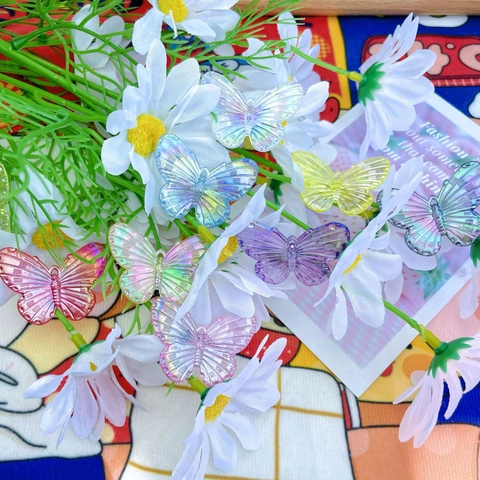 Schmetterling Perlen Irisierende Acryl DIY Schmuck Zubehör Transparent Bunte Charms Für Haarklammern Handyhülle Dekoration