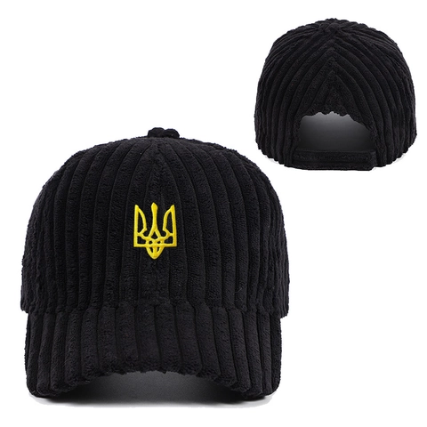 Corduroy Baseball Kappe Trident Bestickt Ukraine Emblem Verstellbar Warm Outdoor Freizeit Hut