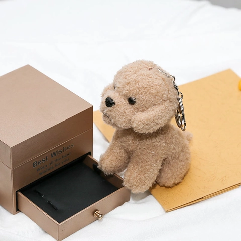 Simpatico Portachiavi a Forma di Cane Teddy in Peluche Morbido Ciondolo Bambola Animale per Borse Zaini Decorazione Regalo Bambini Donna