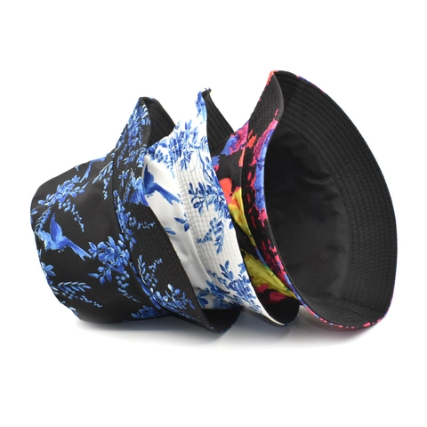 Bucket Hat Cotton Polyester Sun Protection Foldable Streetwear Tai Chi Floral Graffiti Print For Men Women