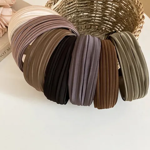 Elegant Ruched Cloth Headband Wide Pleated Satin Fabric Hair Band Korean Style Fashion Headwear For Women Girls Accessories
