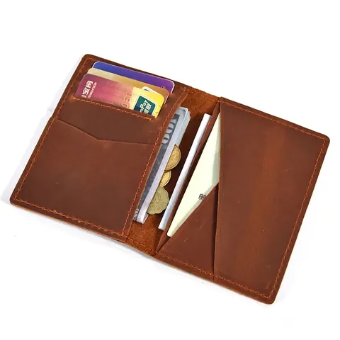 Echt Lederen Munttas Vintage Crazy Horse Rundleer Kaarthouder Minimalistische Kleine Portemonnee Unisex Draagbaar