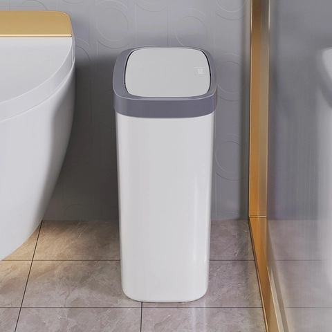 Schlanker Schmaler Mülleimer Mit Druckdeckel Kunststoff Wasserdichter Abfalleimer Für Badezimmer Küche Toilette Platzsparendes Design