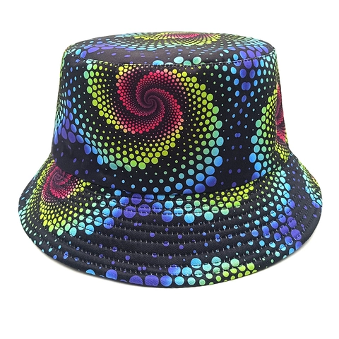 Kleurrijke Tie Dye Omkeerbare Vissershoed Polyester Zonbescherming Ademend Zomer Buiten Reizen Casual Voor Heren Dames