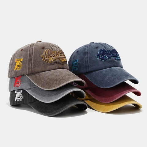 Cappello Da Baseball In Cotone Lavato Vintage Lettere Ricamate Distressed Retro Esterno Regolabile Per Uomini Donne