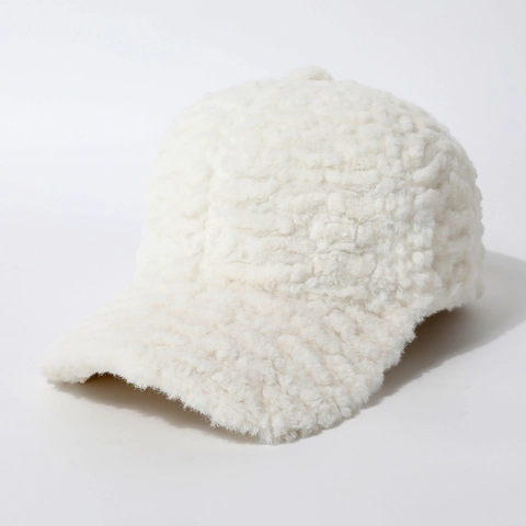 Winter Plush Baseball Cap Faux Lambswool Warm Soft Teddy Fleece Solid Color Curved Brim Adjustable Fashion Hat For Women Men
