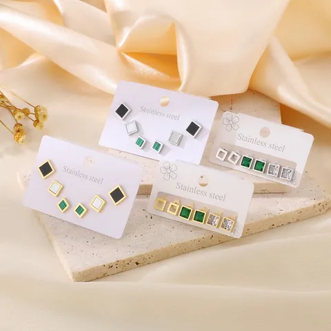 Pendientes De Botón Geométricos Cuadrados Acero Inoxidable Hipoalergénico Joyería Minimalista Para Mujeres Elegante Colorido